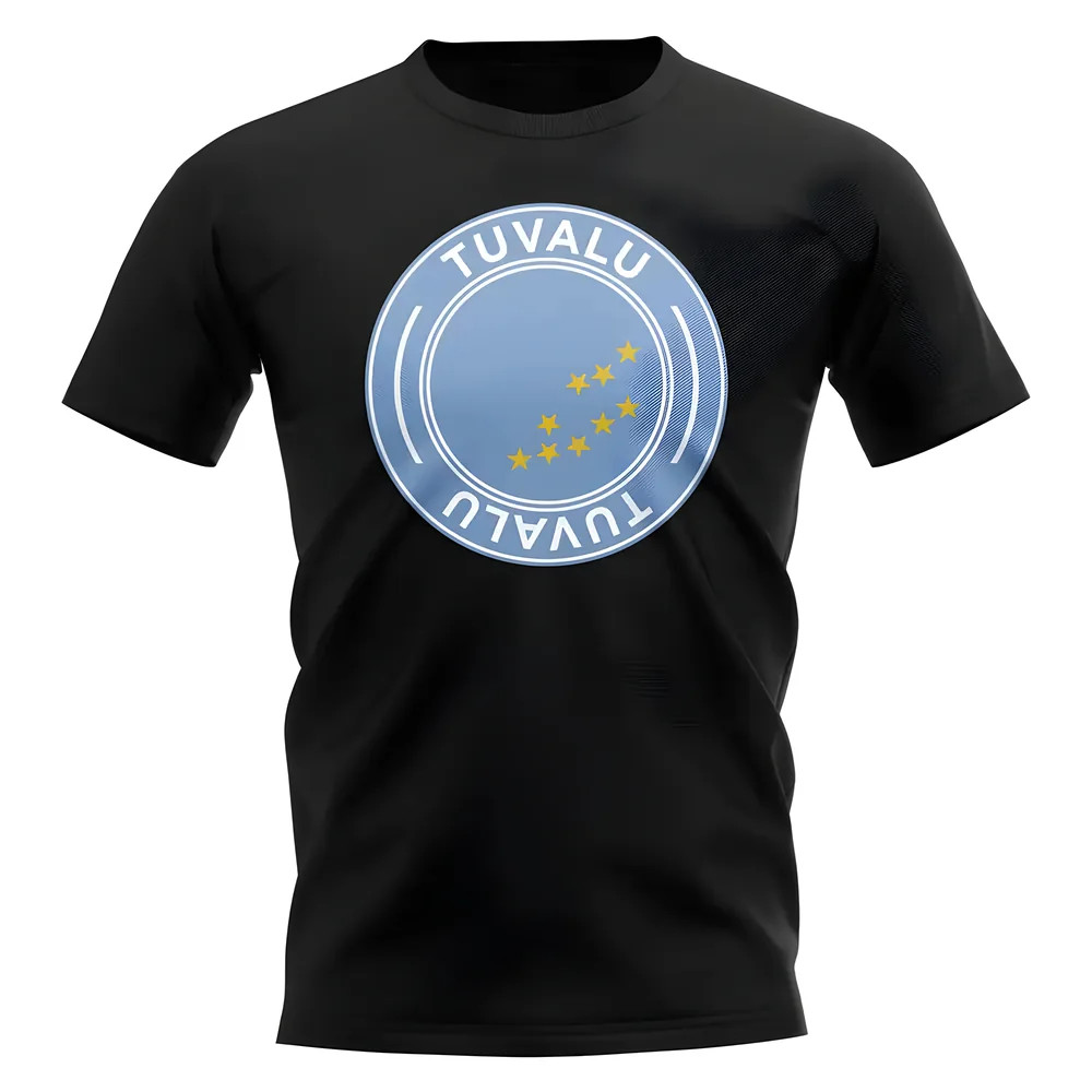 Tuvalu Football Badge T-Shirt (Black) Polyester Newcastle Uksoccershop Men's Black Xxl