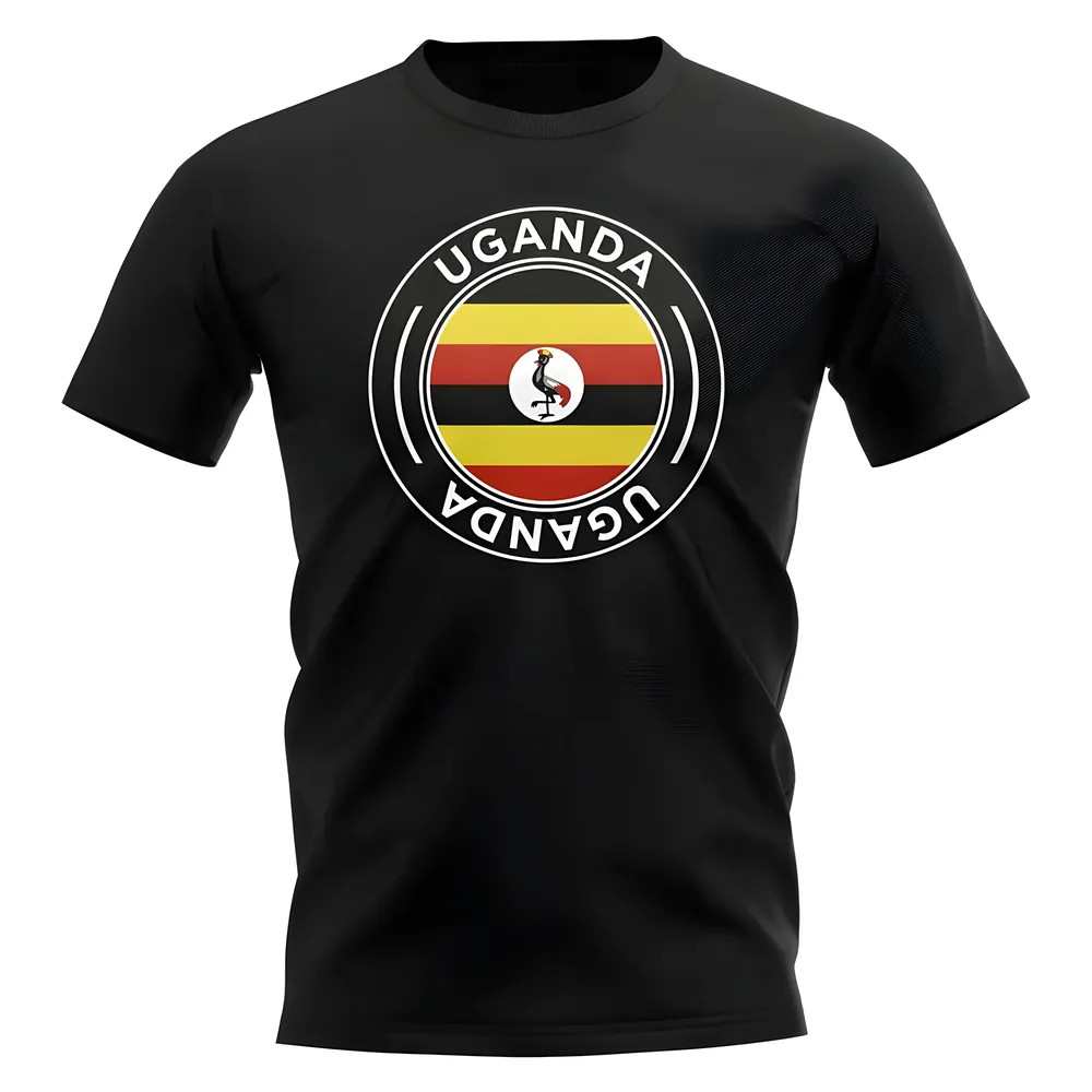 Uganda Football Badge T-Shirt (Black) Polyester Uksoccershop Men's Black Medium