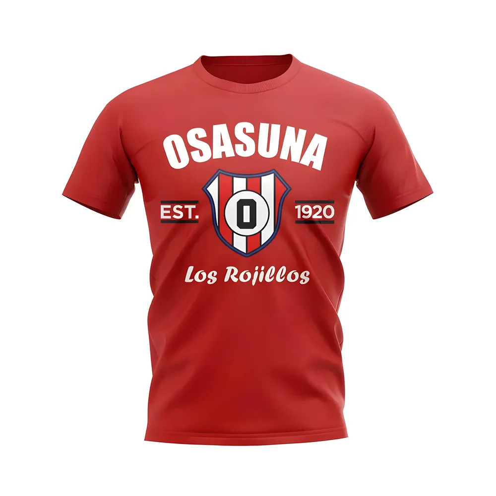 Osasuna Established Football T-Shirt (Red) Polyester Uksoccershop Men's Red Small