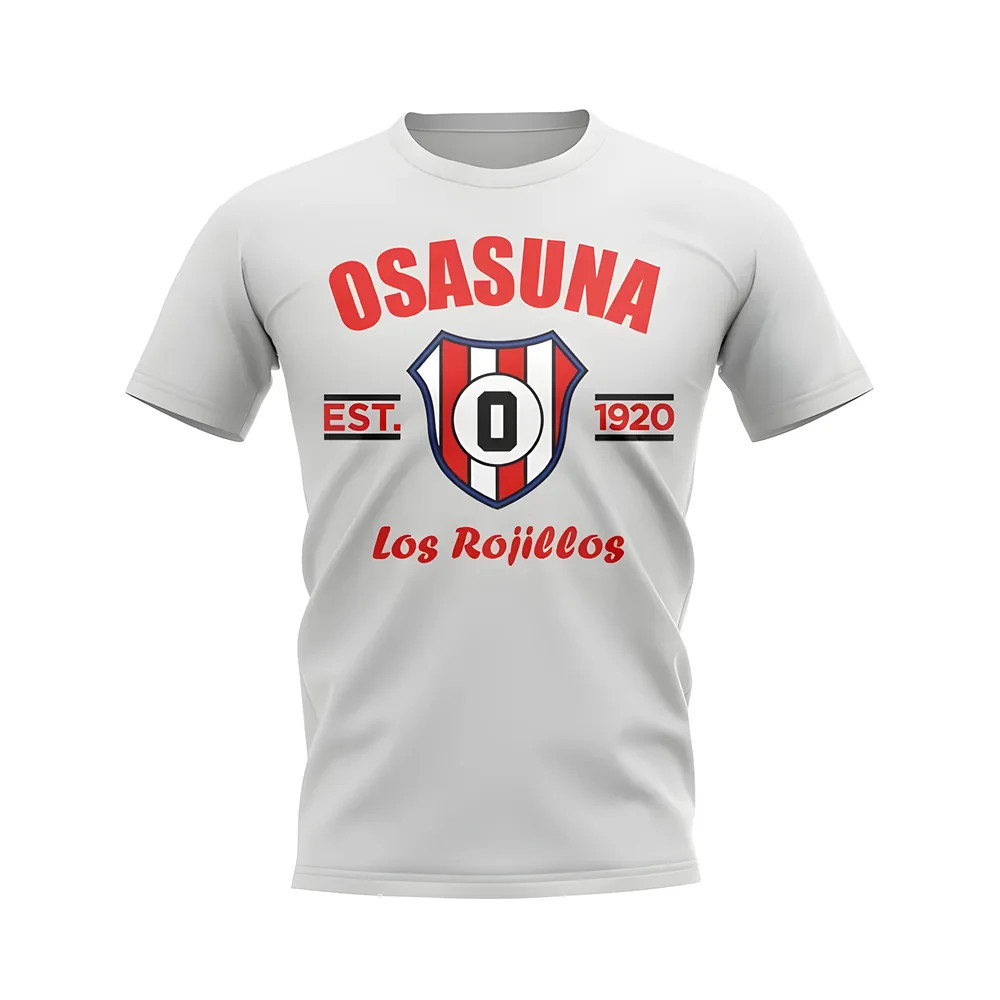 Osasuna Established Football T-Shirt (White) Polyester Uksoccershop Men's White Small