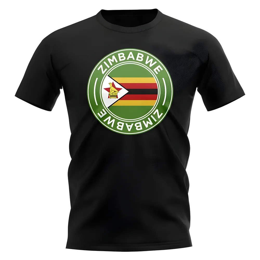 Zimbabwe Football Badge T-Shirt (Black) Polyester Uksoccershop Men's Black Extra Large