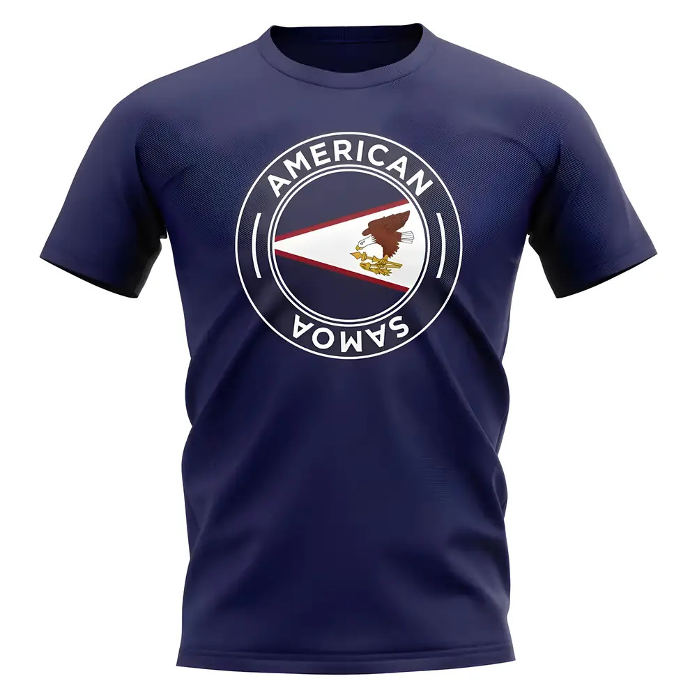 American Samoa Football Badge T-Shirt (Navy) Polyester Uksoccershop Men's Navy Large