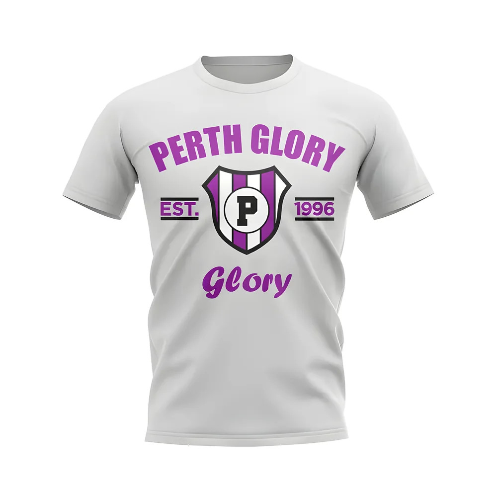 Perth Glory Established Football T-Shirt (White) Polyester Uksoccershop Men's White Xxl