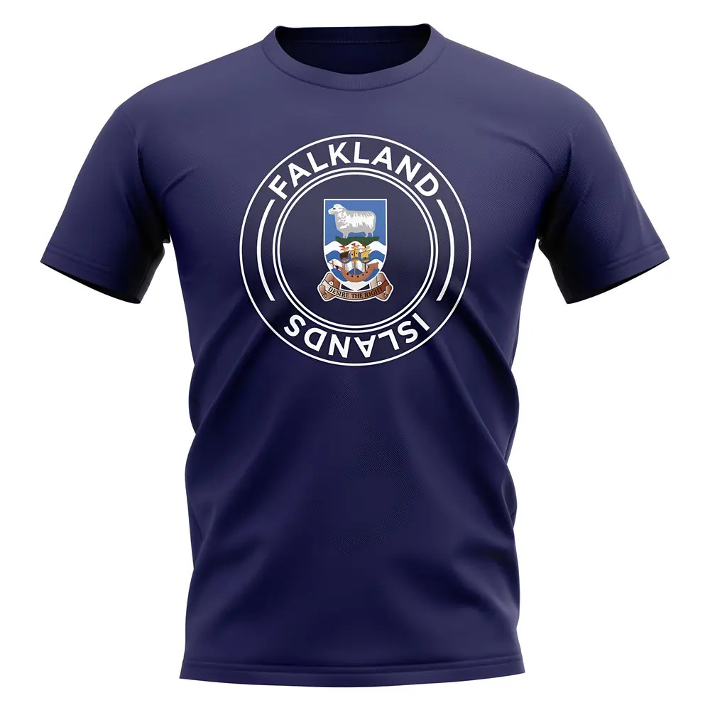 Falkland Islands Football Badge T-Shirt (Navy) Polyester Newcastle Uksoccershop Men's Navy Xxl