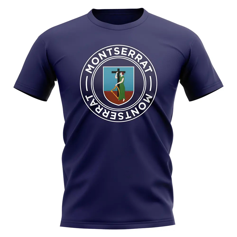 Montserrat Football Badge T-Shirt (Navy) Polyester Uksoccershop Men's Navy Xxl
