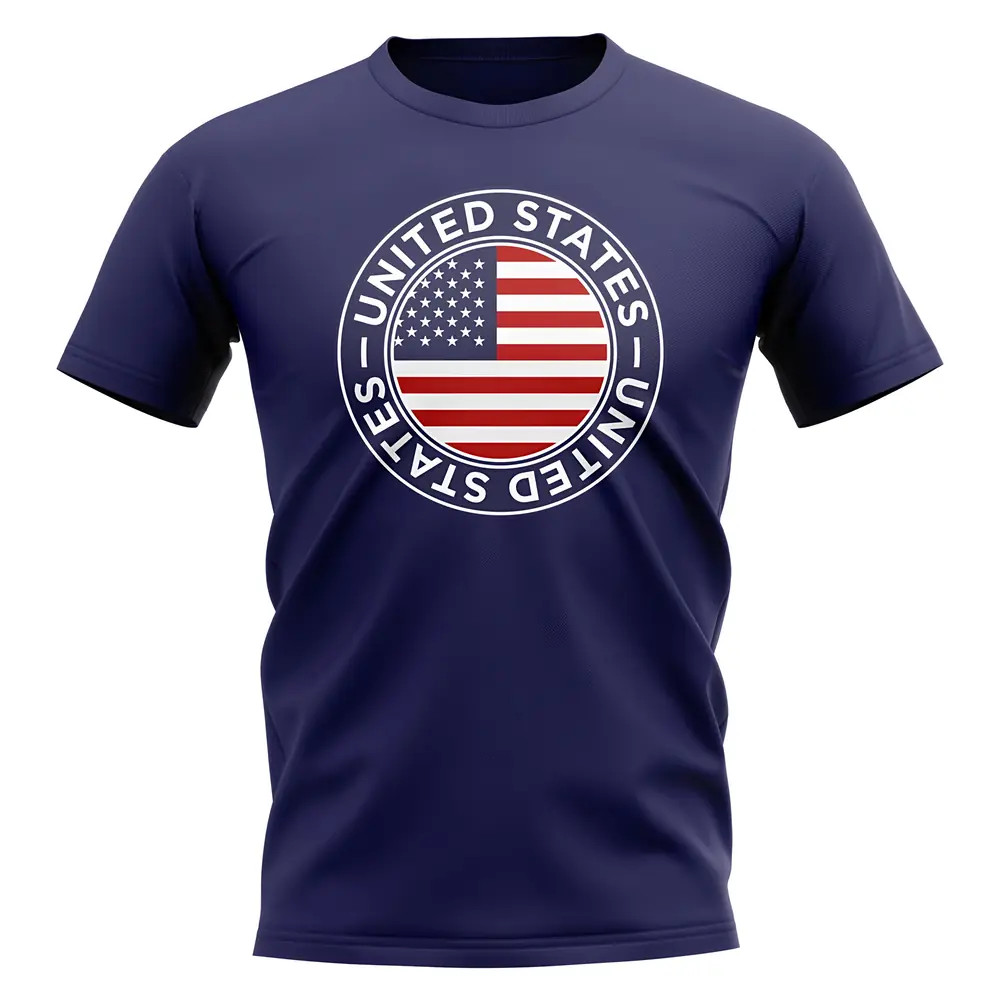 Usa Football Badge T-Shirt (Navy) Polyester Uksoccershop Men's Navy Medium