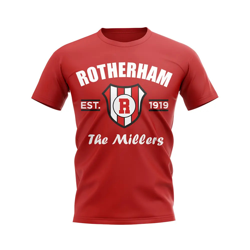 Rotherham Established Football T-Shirt (Red) Polyester Uksoccershop Men's Red Medium