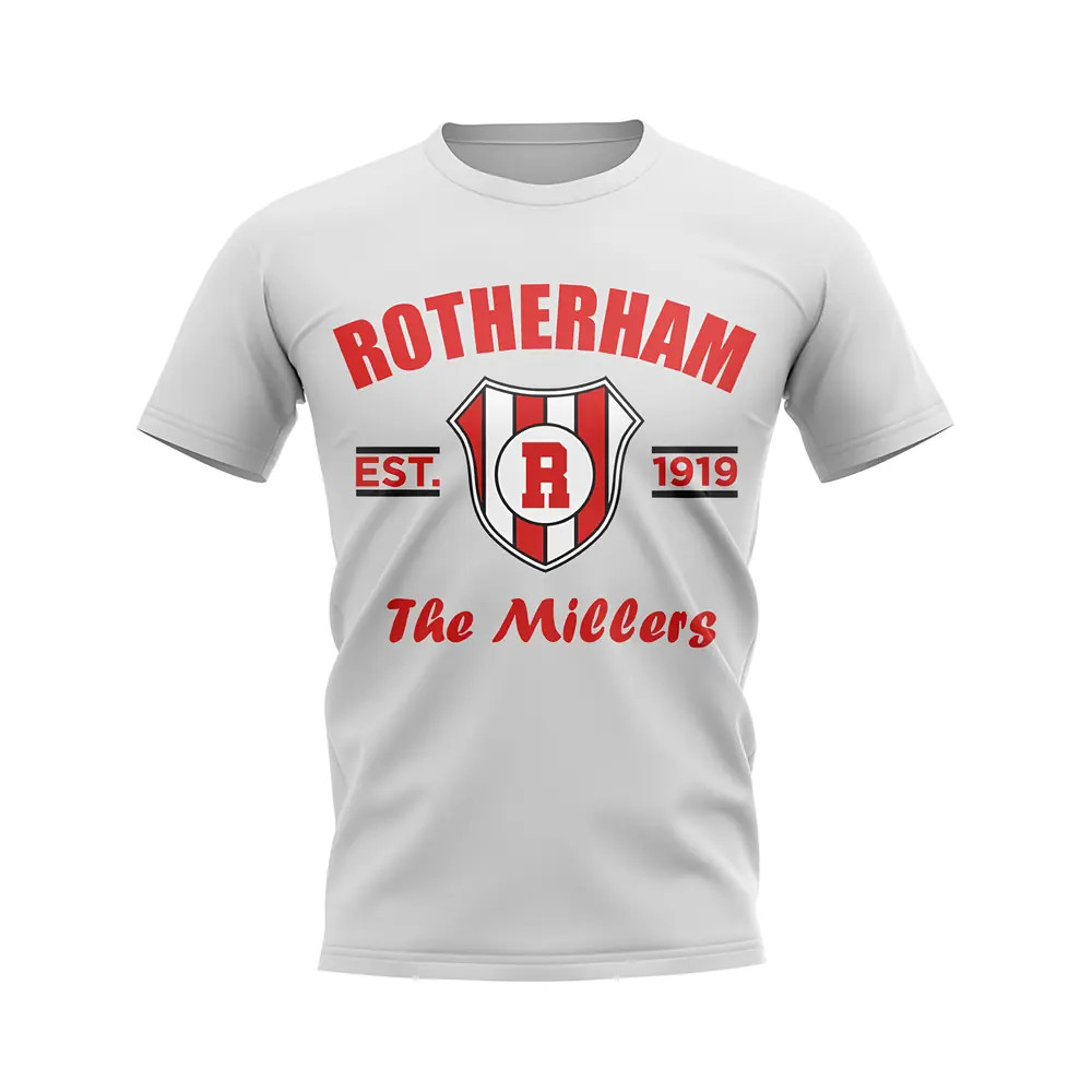 Rotherham Established Football T-Shirt (White) Polyester Uksoccershop Men's White Medium