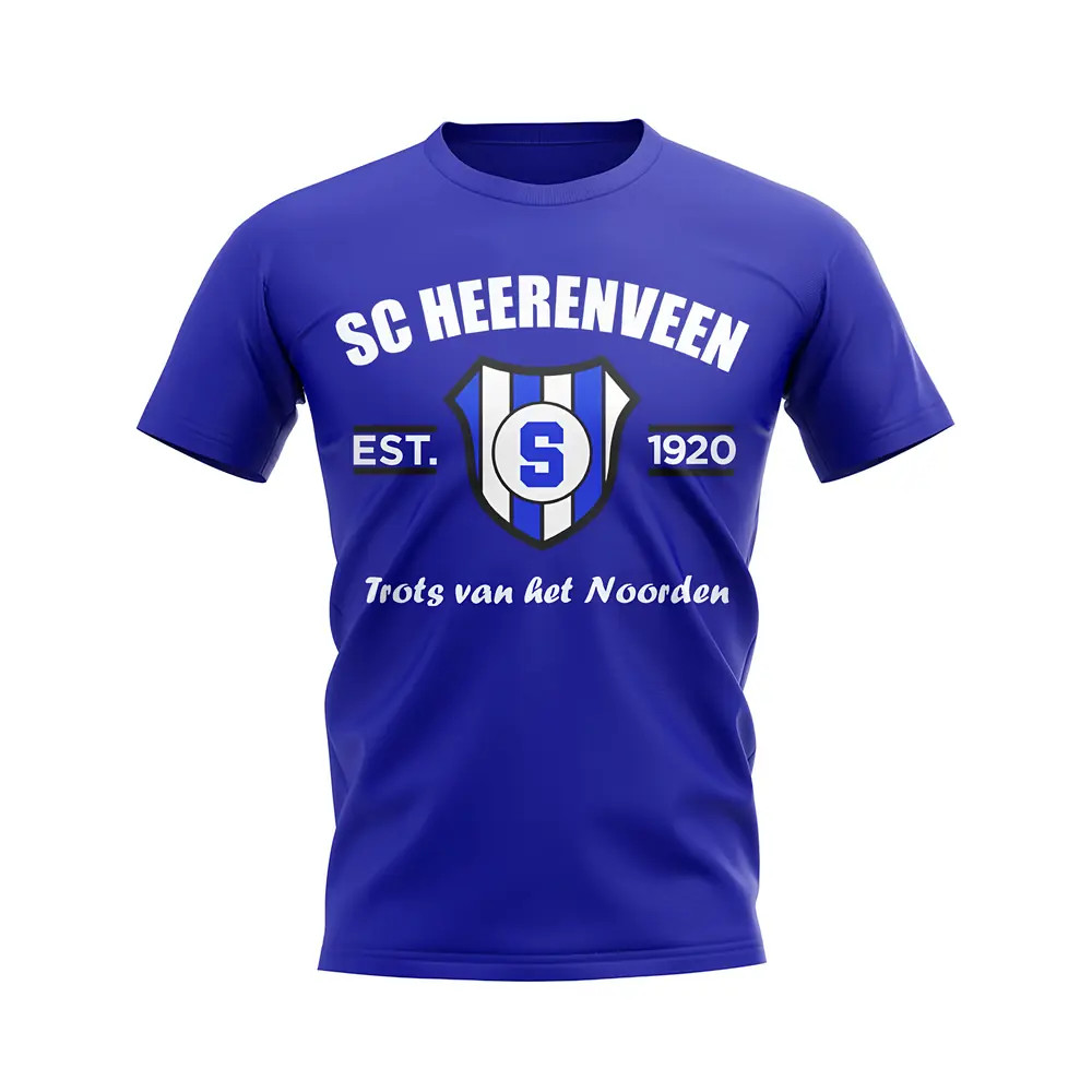 Sc Heerenveen Established Football T-Shirt (Blue) Polyester Heerenven Uksoccershop Men's Blue Medium