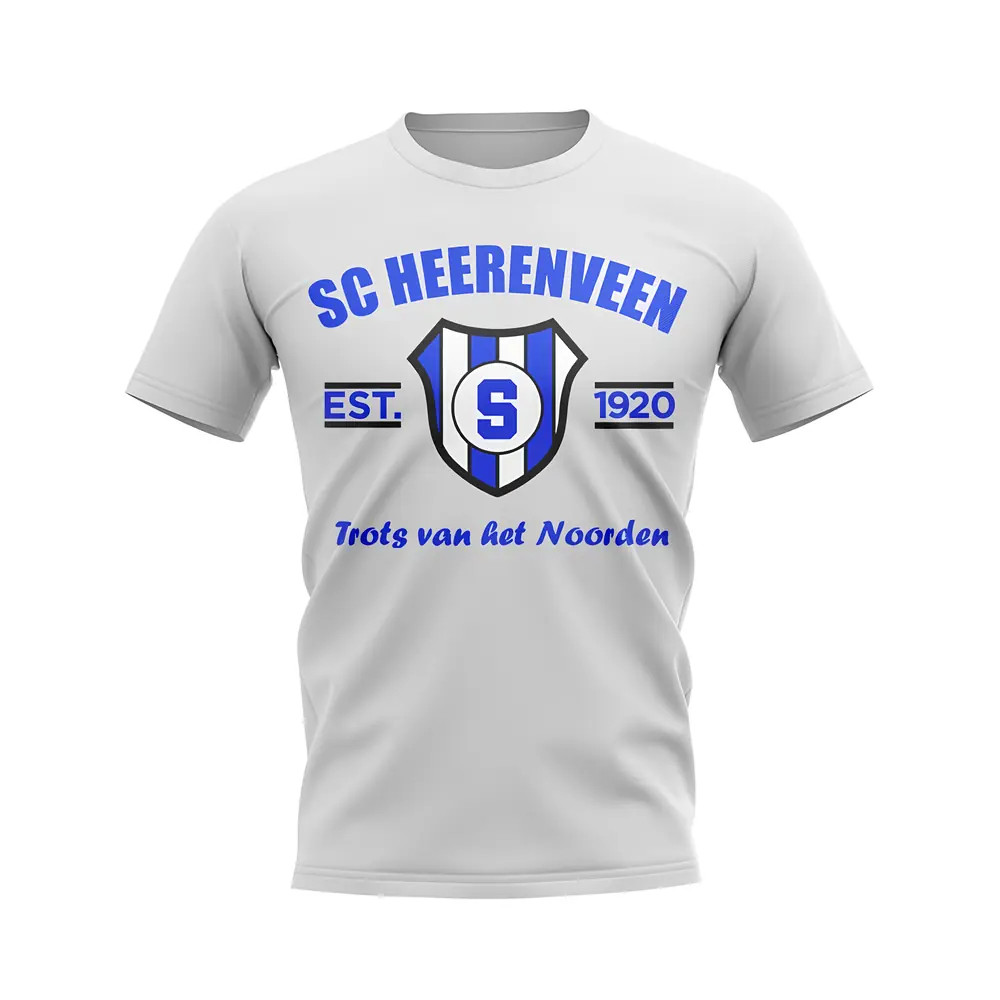 Sc Heerenveen Established Football T-Shirt (White) Polyester Heerenven Uksoccershop Men's White Small
