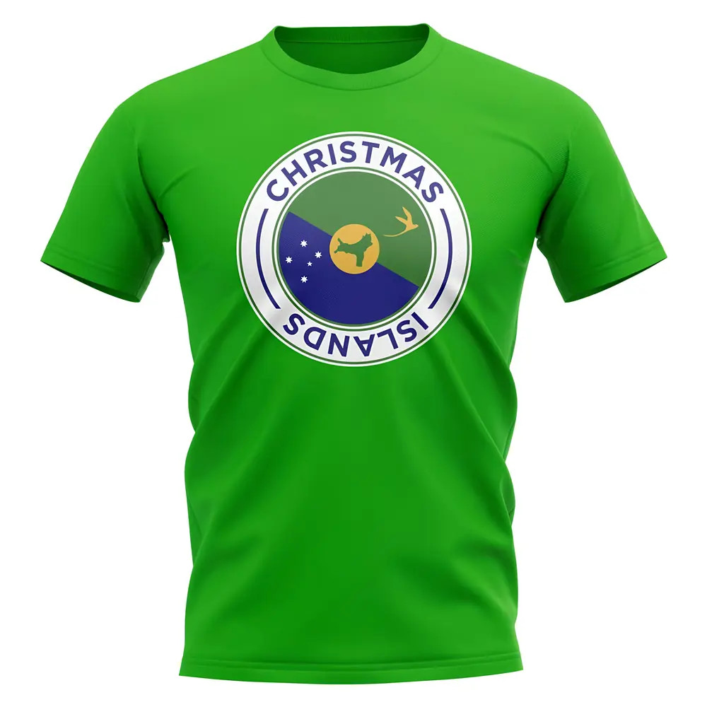 Christmas Islands Football Badge T-Shirt (Green) Polyester Newcastle Uksoccershop Men's Green Small