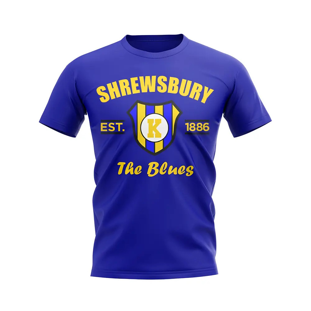 Click to view product details and reviews for Shrewsbury Established Football T Shirt Blue.