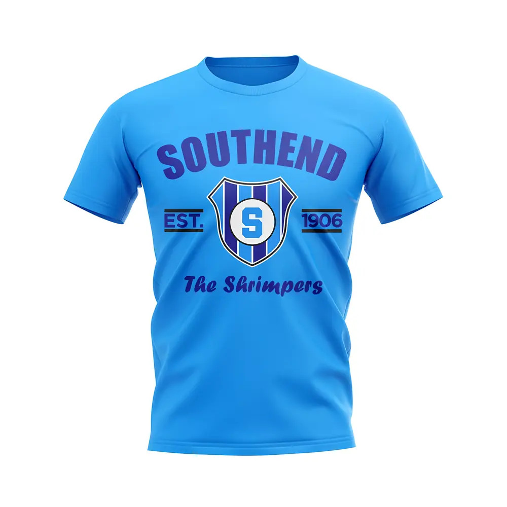 Southend Established Football T-Shirt (Sky) Polyester Uksoccershop Men's Sky Extra Large