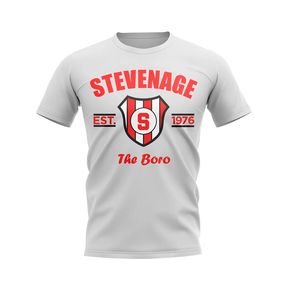 Stevenage Established Football T-Shirt (White) Polyester Aston Villa Uksoccershop Men's White Large