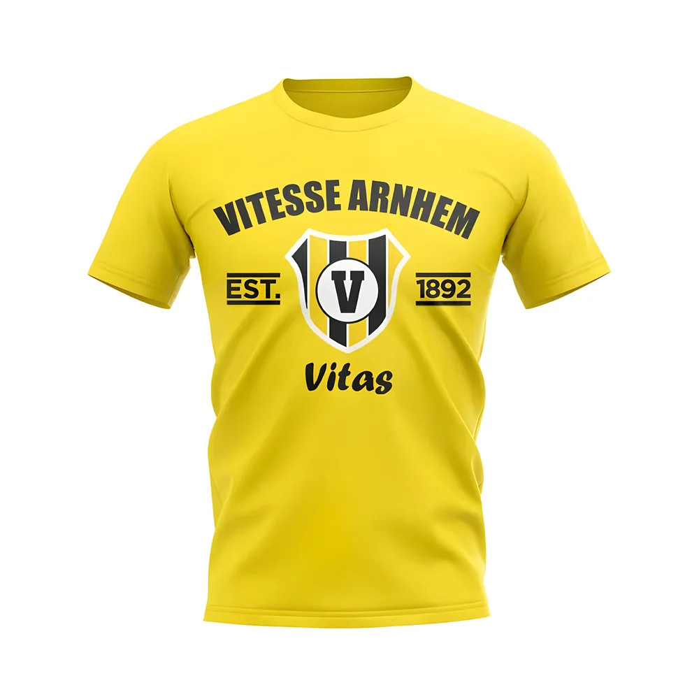 Vitesse Established Football T-Shirt (Yellow) Polyester Aston Villa Uksoccershop Men's Yellow Large