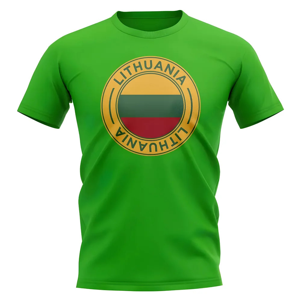 Lithuania Football Badge T-Shirt (Green) Polyester Uksoccershop Men's Green Xxl
