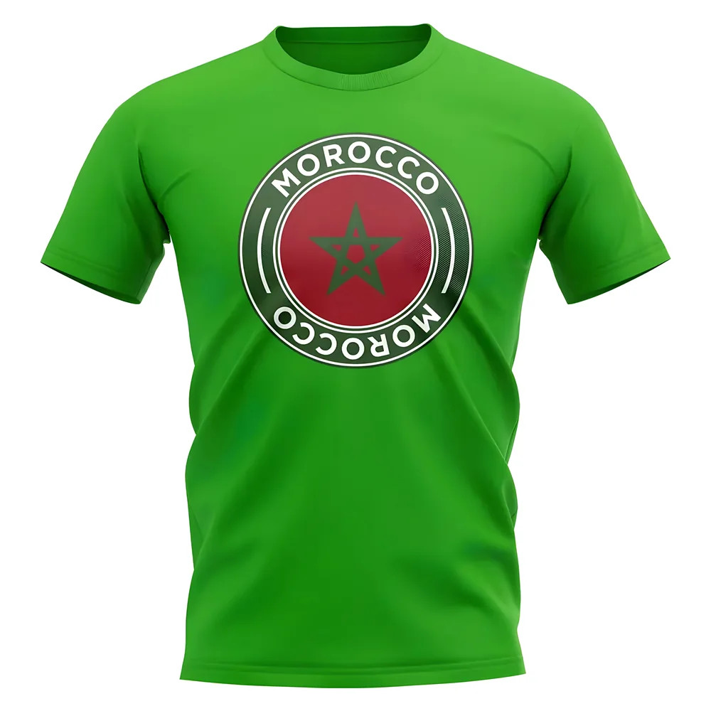 Morocco Football Badge T-Shirt (Green) Polyester Uksoccershop Men's Green Large