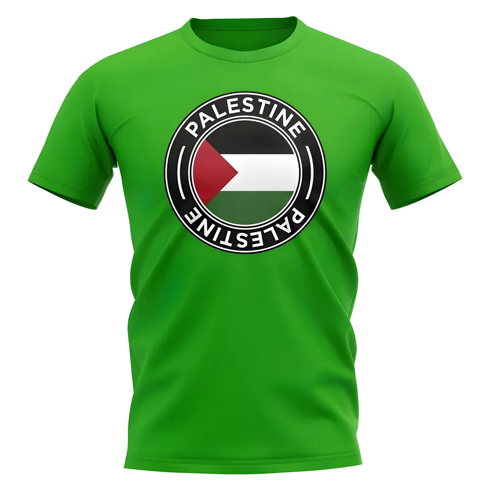 Palestine Football Badge T-Shirt (Green) Polyester Uksoccershop Men's Green Extra Large