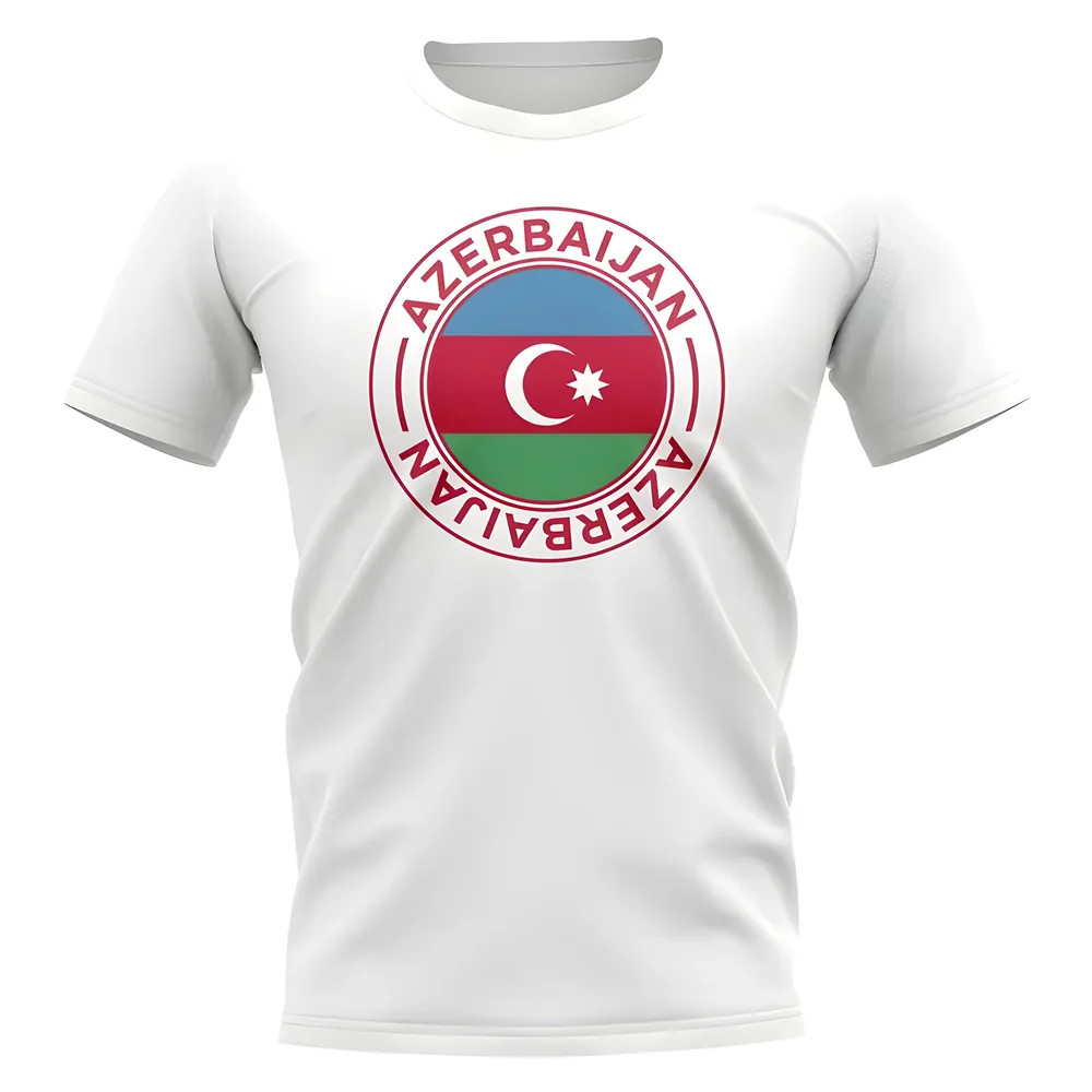 Azerbaijan Football Badge T-Shirt (White) Polyester Uksoccershop Men's White Large