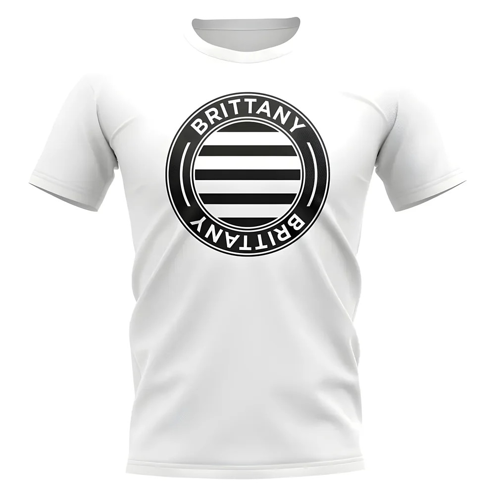 Brittany Football Badge T-Shirt (White) Polyester Newcastle Uksoccershop Men's White Xxl