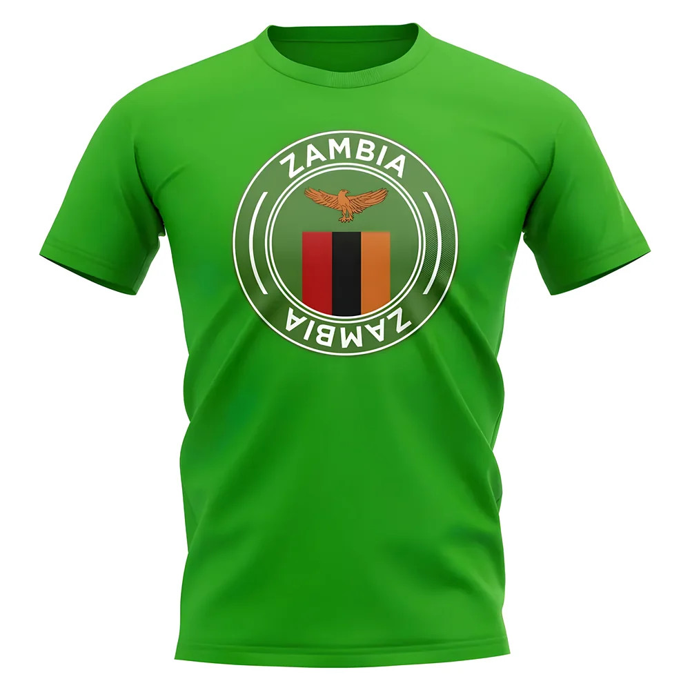 Zambia Football Badge T-Shirt (Green) Polyester Uksoccershop Men's Green Medium