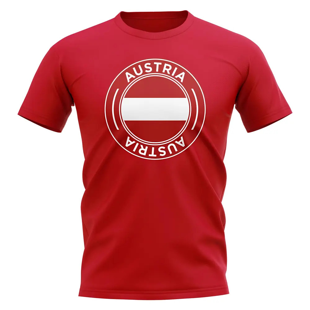 Austria Football Badge T-Shirt (Red) Polyester Uksoccershop Men's Red Xxl