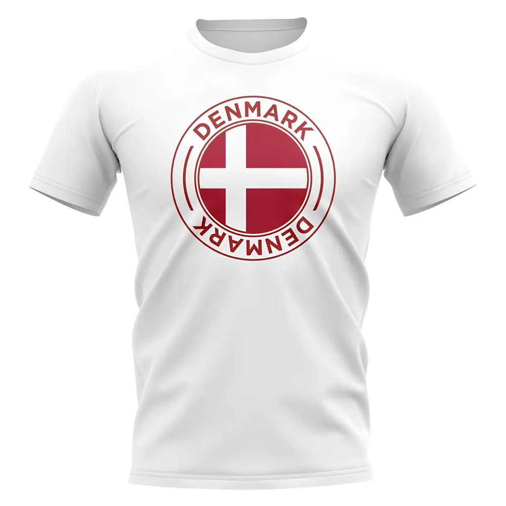 Denmark Football Badge T-Shirt (White) Polyester Uksoccershop Men's White Xxl