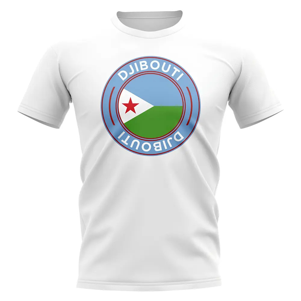 Djibouti Football Badge T-Shirt (White) Polyester Uksoccershop Men's White Small