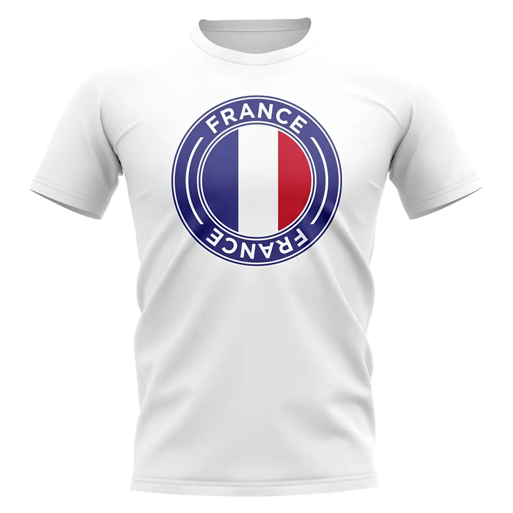 France Football Badge T-Shirt (White) Polyester Uksoccershop Men's White Medium
