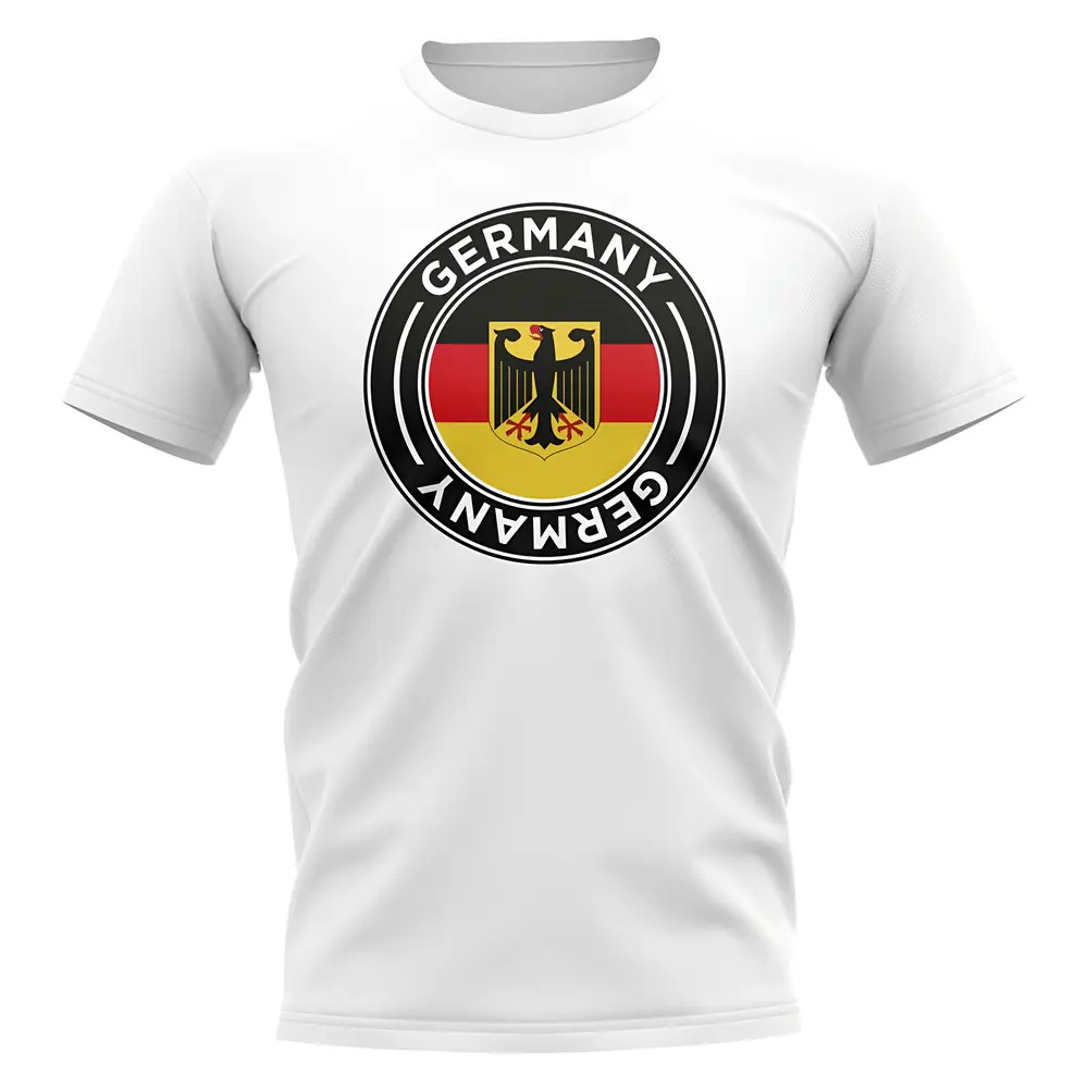 Germany Football Badge T-Shirt (White) Polyester Uksoccershop Men's White Small