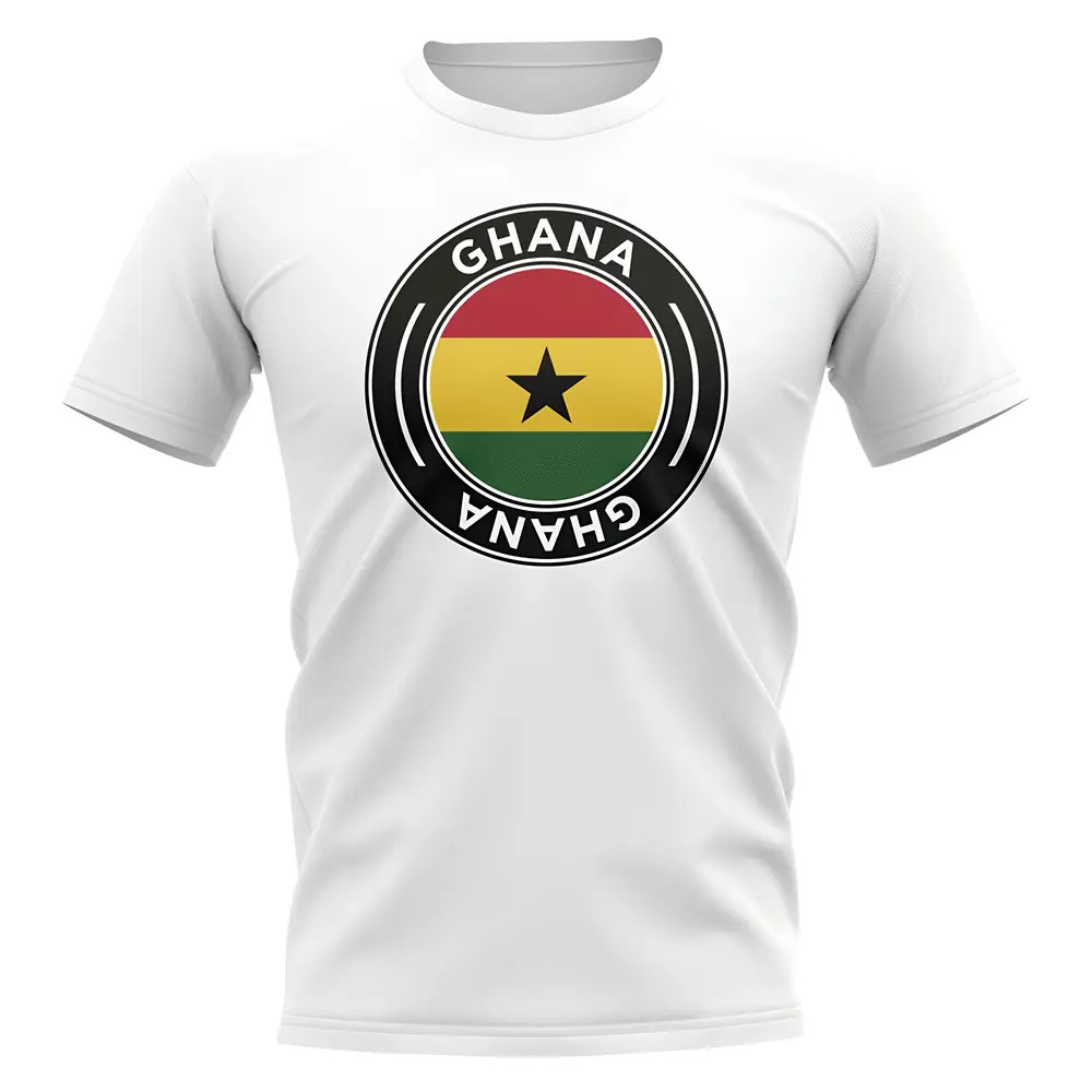 Ghana Football Badge T-Shirt (White) Polyester Uksoccershop Men's White Large
