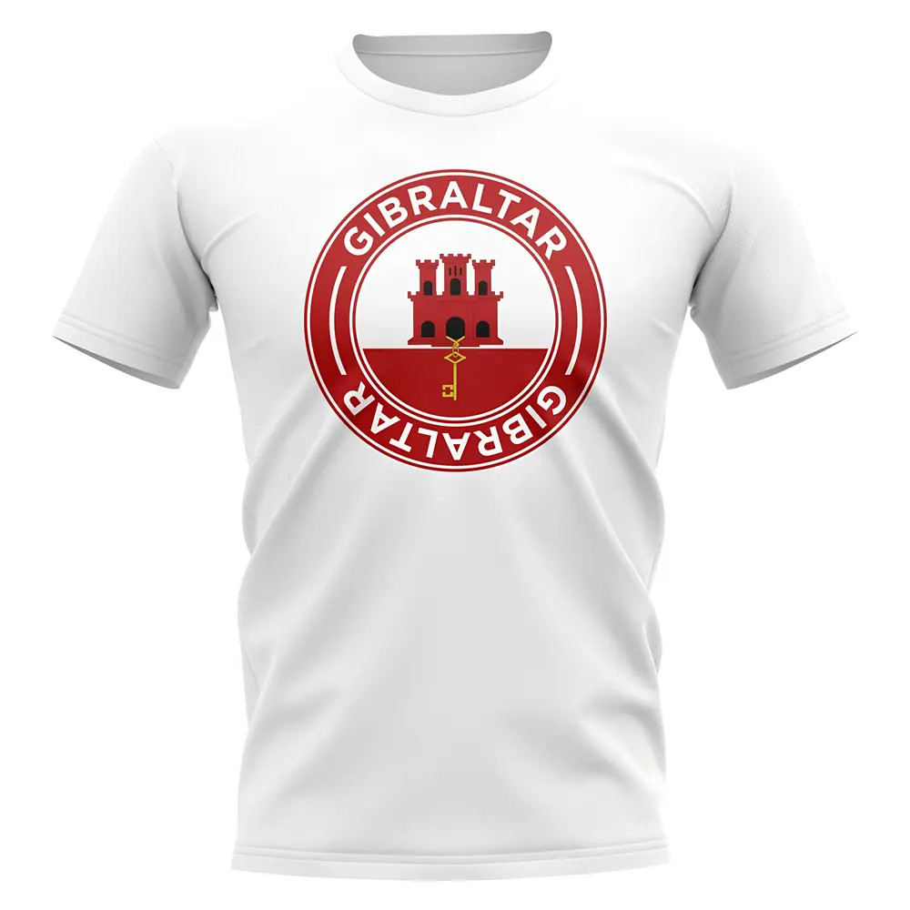 Gibraltar Football Badge T-Shirt (White) Polyester Uksoccershop Men's White Xxl