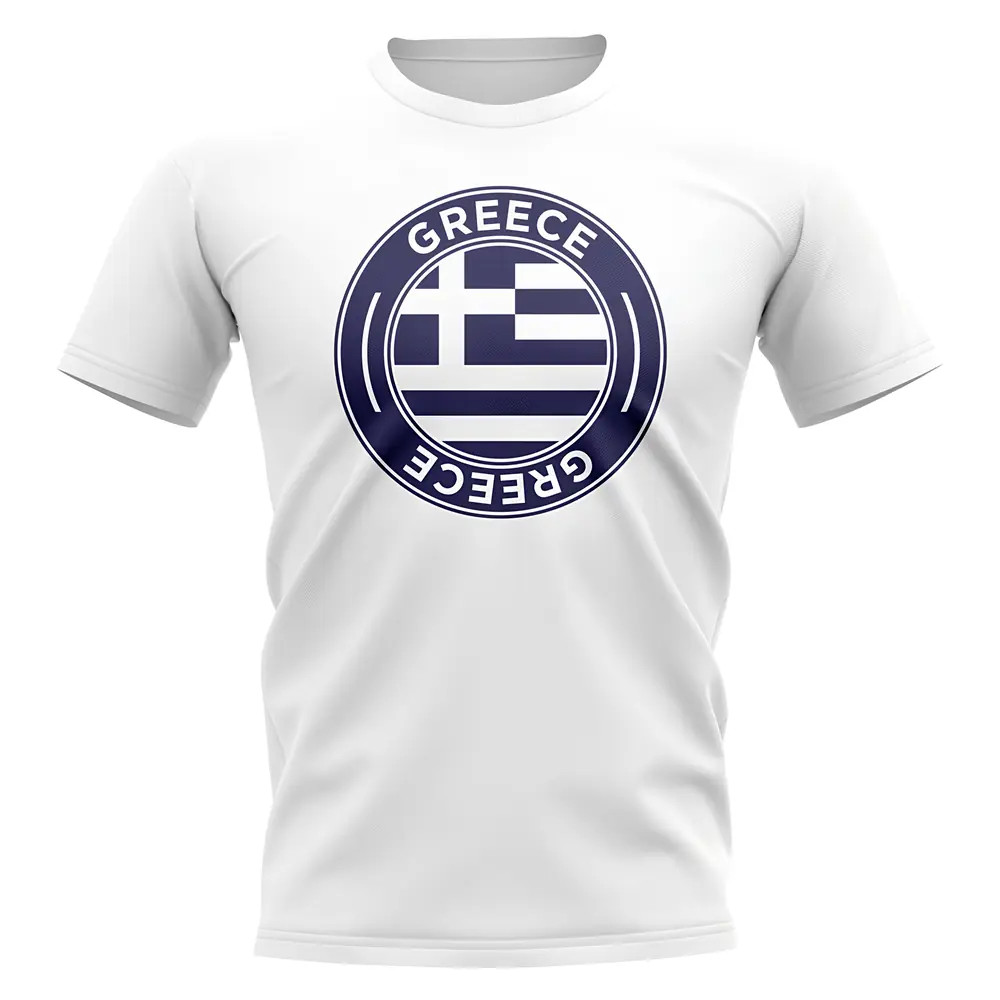 Greece Football Badge T-Shirt (White) Polyester Uksoccershop Men's White Xxl