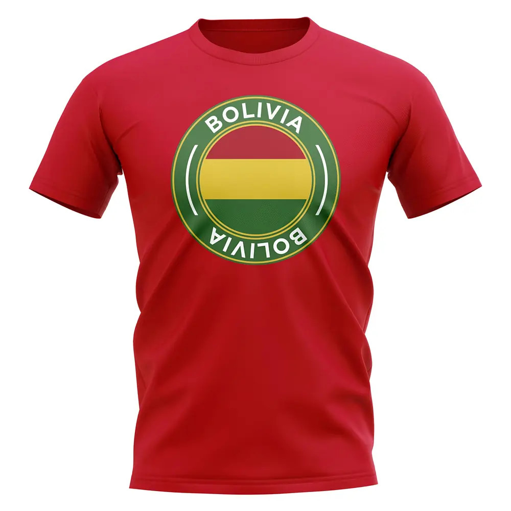 Bolivia Football Badge T-Shirt (Red) Polyester Uksoccershop Men's Red Medium