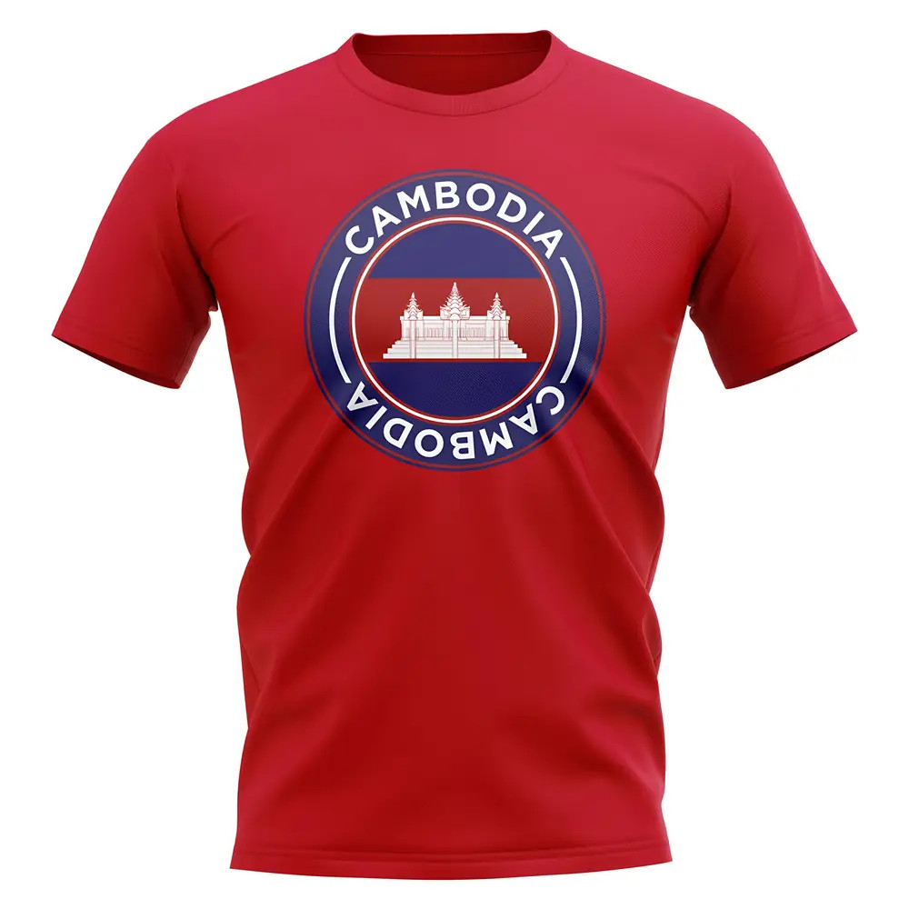 Cambodia Football Badge T-Shirt (Red) Polyester Uksoccershop Men's Red Xxl