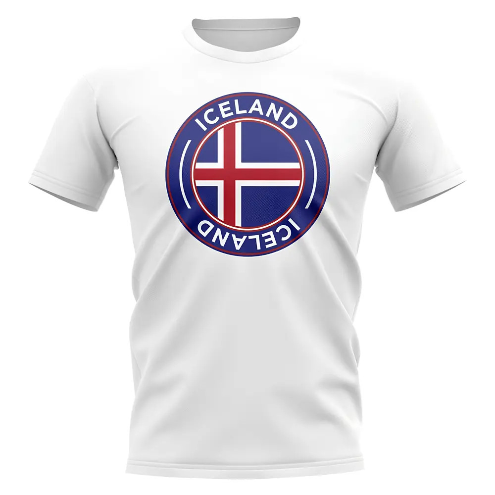Iceland Football Badge T-Shirt (White) Polyester Uksoccershop Men's White Medium
