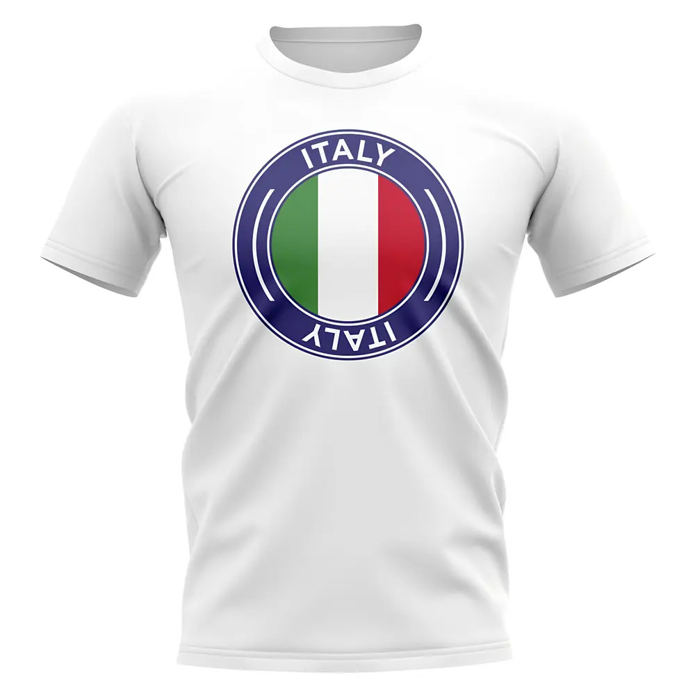 Italy Football Badge T-Shirt (White) Polyester Uksoccershop Men's White Extra Small