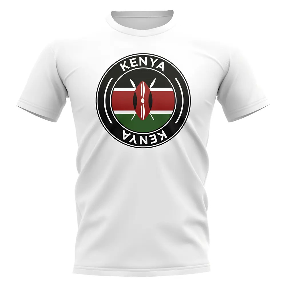 Kenya Football Badge T-Shirt (White) Polyester Uksoccershop Men's White Extra Large