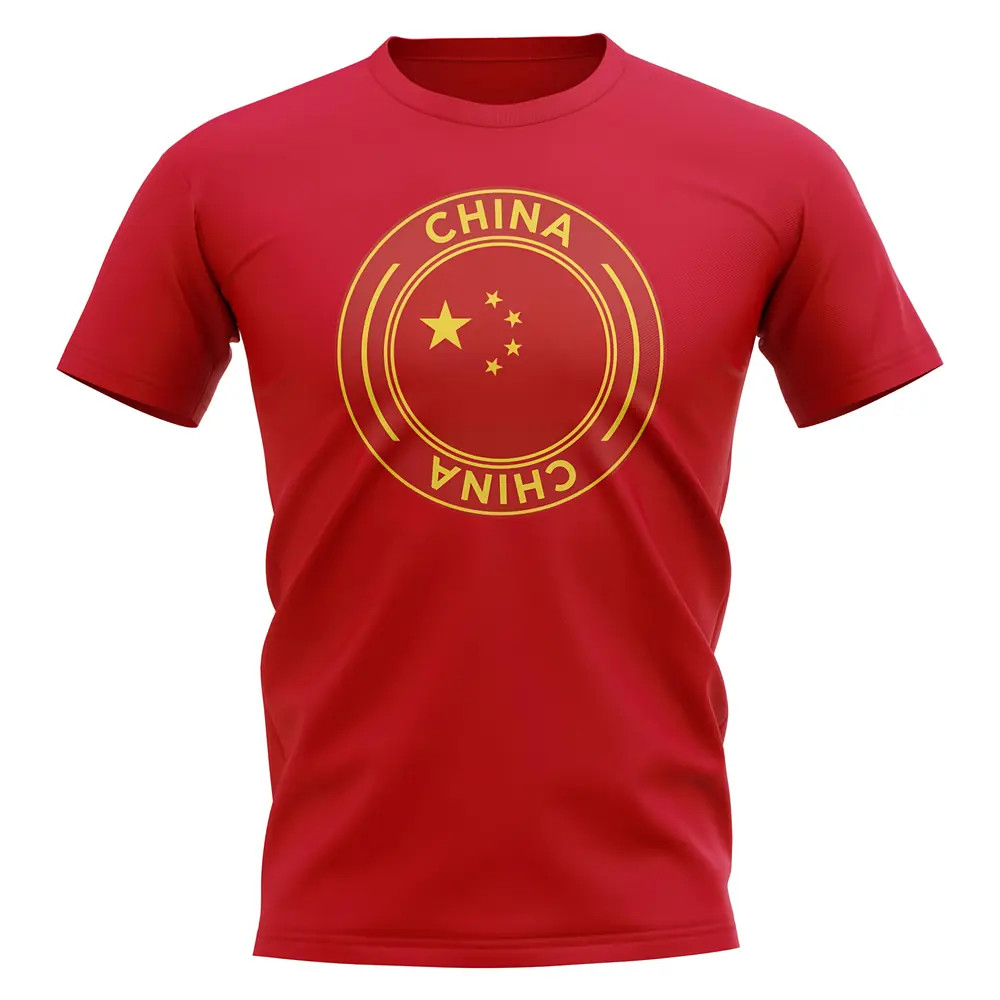 China Football Badge T-Shirt (Red) Polyester Uksoccershop Men's Red Extra Large