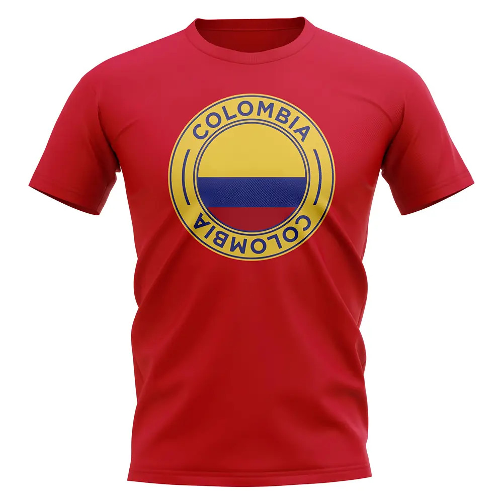Colombia Football Badge T-Shirt (Red) Polyester Uksoccershop Men's Red Extra Large