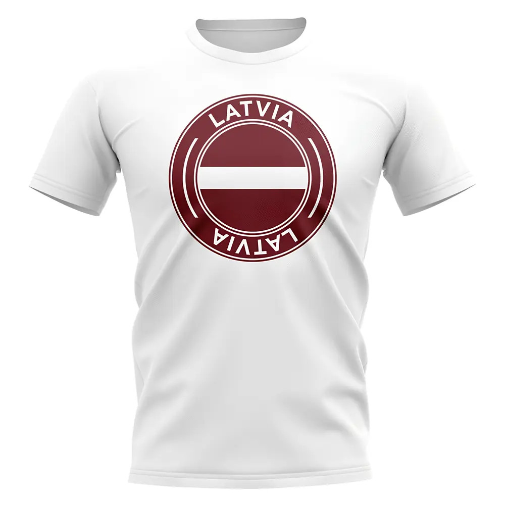 Latvia Football Badge T-Shirt (White) Polyester Cuba Uksoccershop Men's White Medium