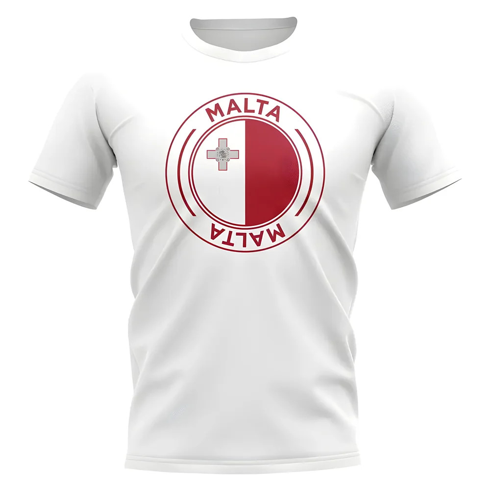 Malta Football Badge T-Shirt (White) Polyester Uksoccershop Men's White Xxl