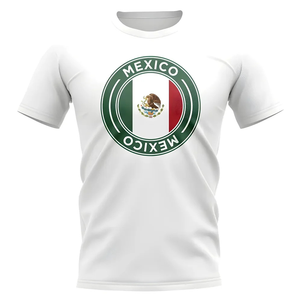 Mexico Football Badge T-Shirt (White) Polyester Uksoccershop Men's White Xxl