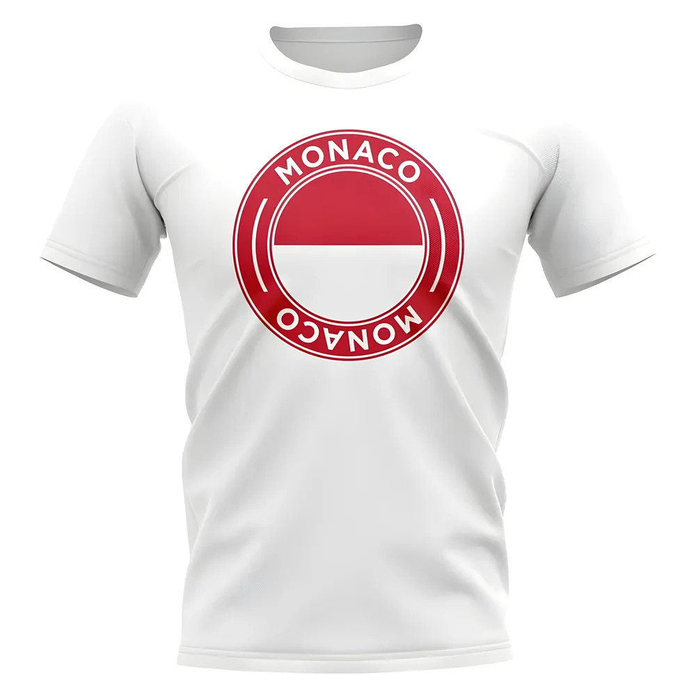 Monaco Football Badge T-Shirt (White) Polyester Uksoccershop Men's White Medium
