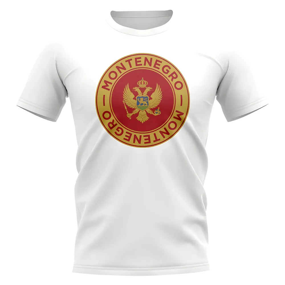 Montenegro Football Badge T-Shirt (White) Polyester Uksoccershop Men's White Medium