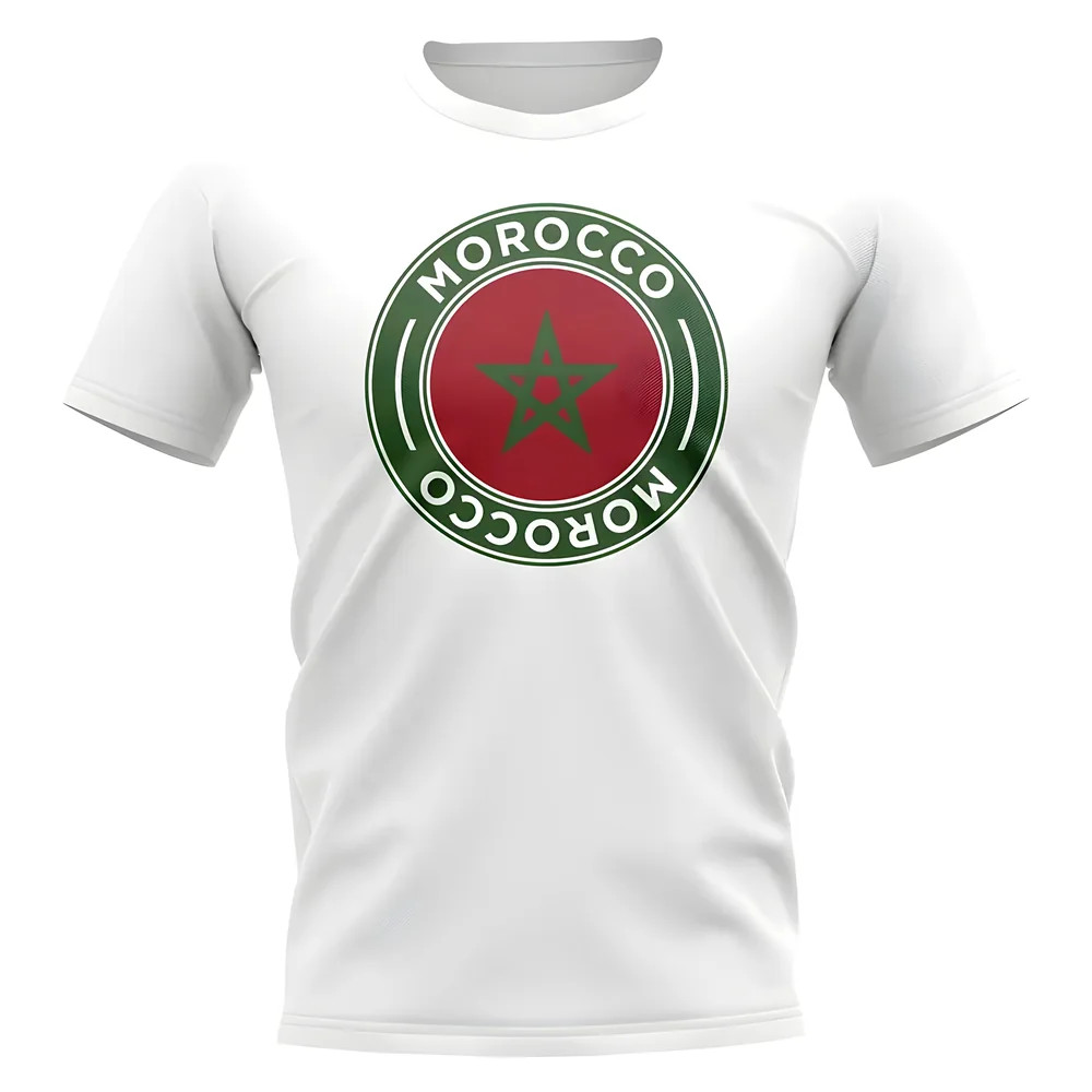 Morocco Football Badge T-Shirt (White) Polyester Uksoccershop Men's White Xxl