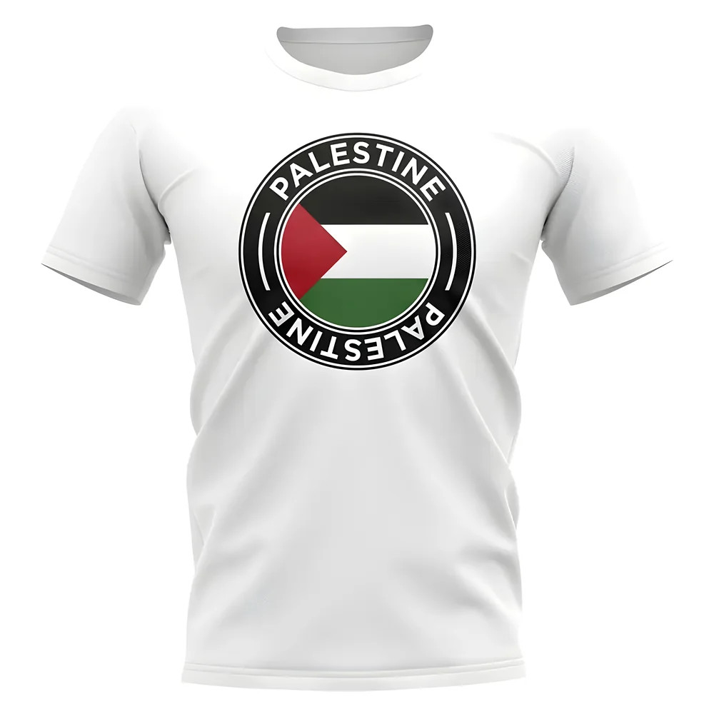 Palestine Football Badge T-Shirt (White) Polyester Uksoccershop Men's White Large