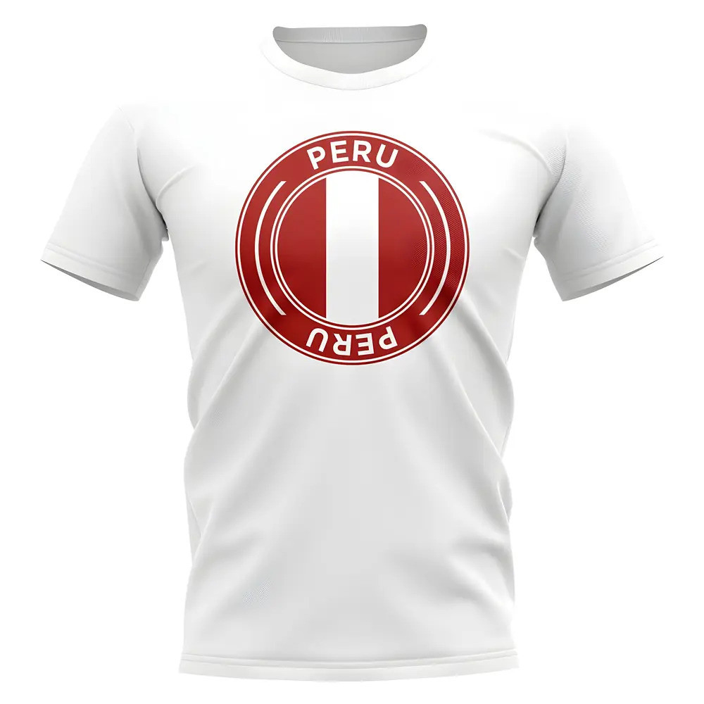 Peru Football Badge T-Shirt (White) Polyester Uksoccershop Men's White Xxl