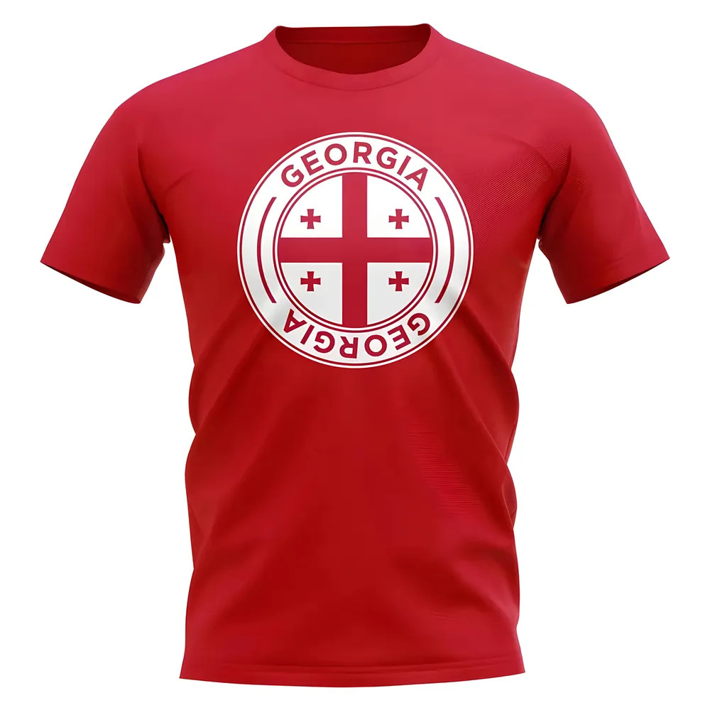 Georgia Football Badge T-Shirt (Red) Polyester Uksoccershop Men's Red Xxl