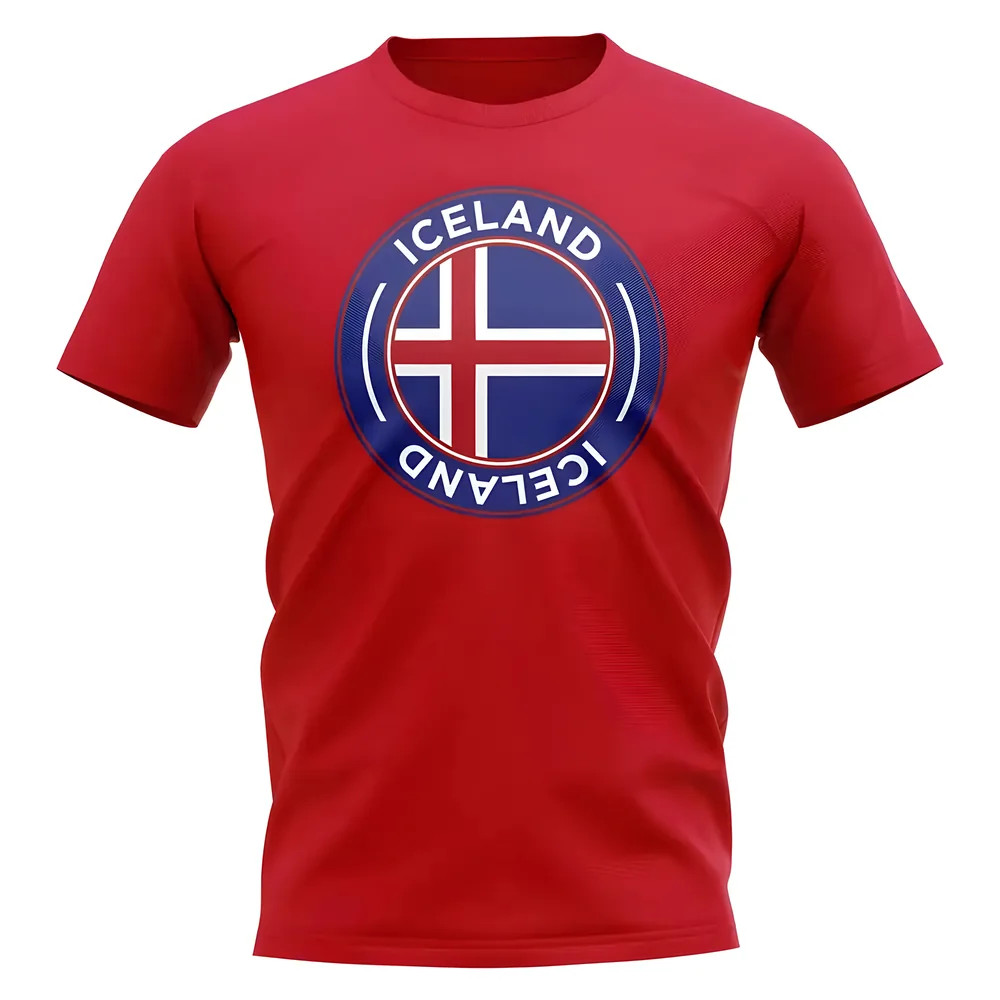 Iceland Football Badge T-Shirt (Red) Polyester Uksoccershop Men's Red Xxl